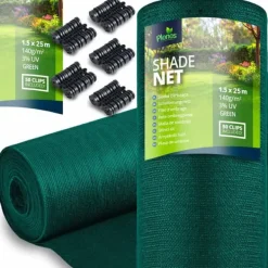 Skuggnät 1,5x25m 140g/m2 + 50 klämmor gröna Markduk & Fiberduk