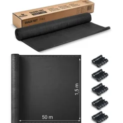 Discount Skuggnät 1,5x50m 140g/m2 + 50 klämmor grå Markduk & Fiberduk