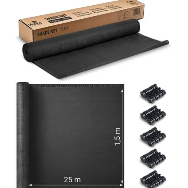 Online Skuggnät 1,5x25m 140g/m2 + 50 klämmor grå Markduk & Fiberduk