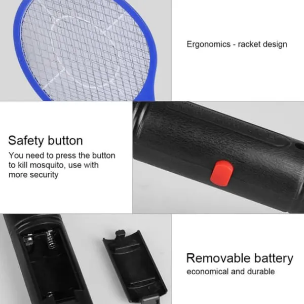 Discount Sladdlös Batteridriven Elektrisk Flugmygg Smälla Bug Zapper Racket Insektdödare Blå Flugsmällor