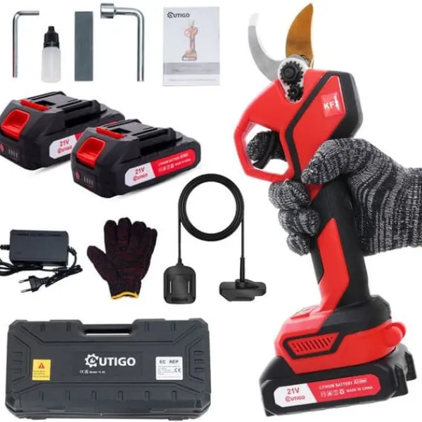 Sladdlös elektrisk beskärningssax, borstlös beskärningssax, OUTIGO 600W 20-25mm, 2*1500mAh 21V batterier, Blad Lämplig för grenar