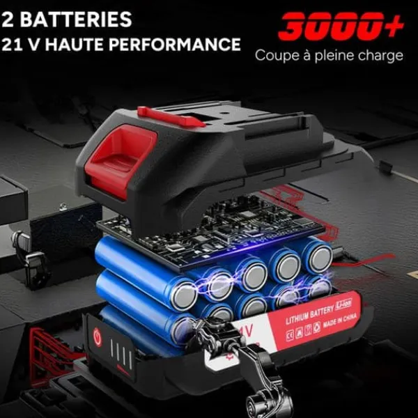 Sladdlös elektrisk beskärningssax, borstlös beskärningssax, OUTIGO 600W 20-25mm, 2*1500mAh 21V batterier, Blad Lämplig för grenar