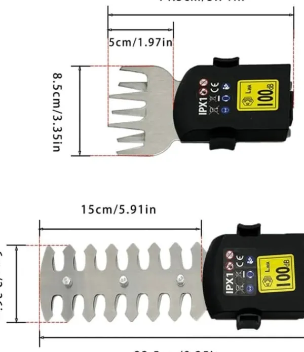 Sladdlös 2-i-1 Häcksax & Grästrimmer – 7,2V Elektrisk Trimmer för Trädgård, Gräsmatta och Buskar Trädgårdsmaskiner