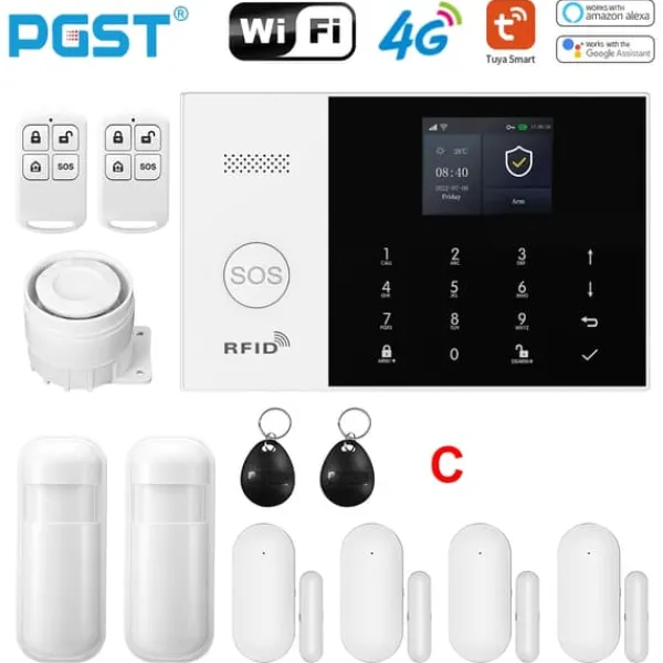 Smart Alarm System, Mobil Kontroll, Rörelsedetektionssensorer,C, EU-kontakt