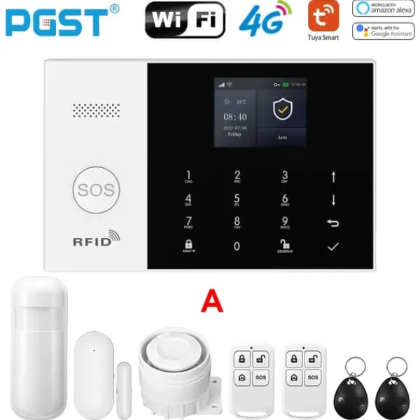 Smart Alarm System, Mobil Kontroll, Rörelsedetektionssensorer,EU-kontakt, A