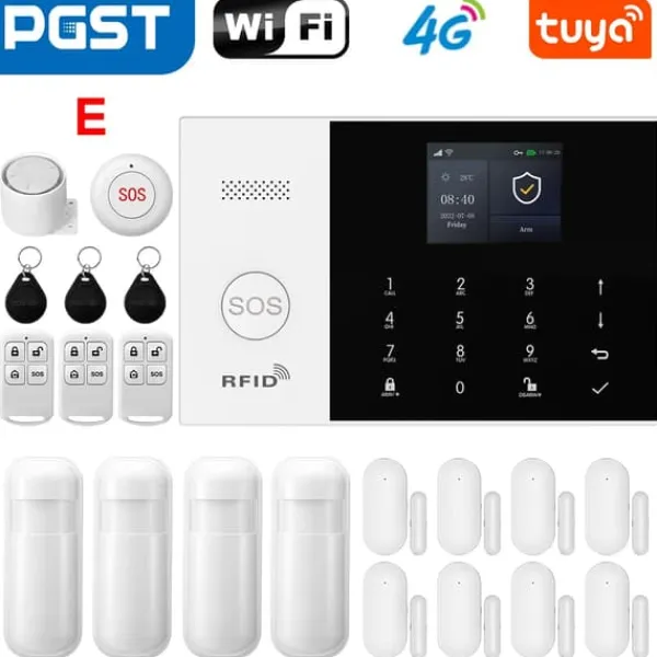 Smart Alarm System, Mobil Kontroll, Rörelsedetektionssensorer,EU-kontakt, E