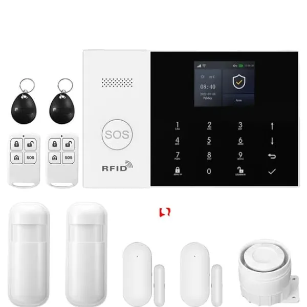 Smart Alarm System, Mobil Kontroll, Rörelsedetektionssensorer,EU-kontakt, B