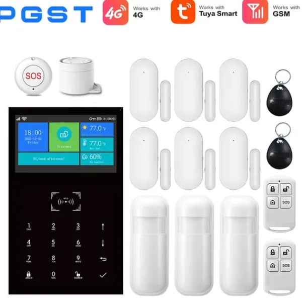 Smart Hem Larm System, App Kontroll, 99 Zons Stöd,4G-D, EU-plugg