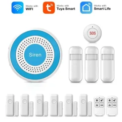 Best Smart Hem Larm System, Trådlös Anslutning, App-Styrd,EU Kontakt, WiFi Larm Kit D Hemlarmsystem