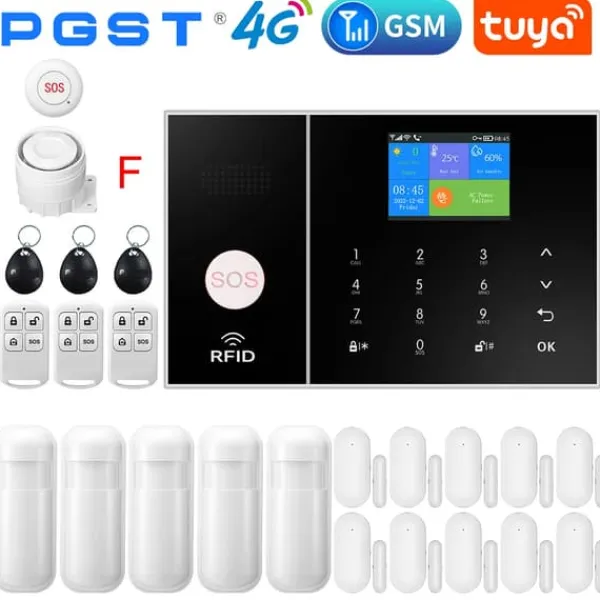 Online Smart Hem Larm System, WiFi & 4G Anslutning, Rörelsedetektering,EU-kontakt, F Hemlarmsystem