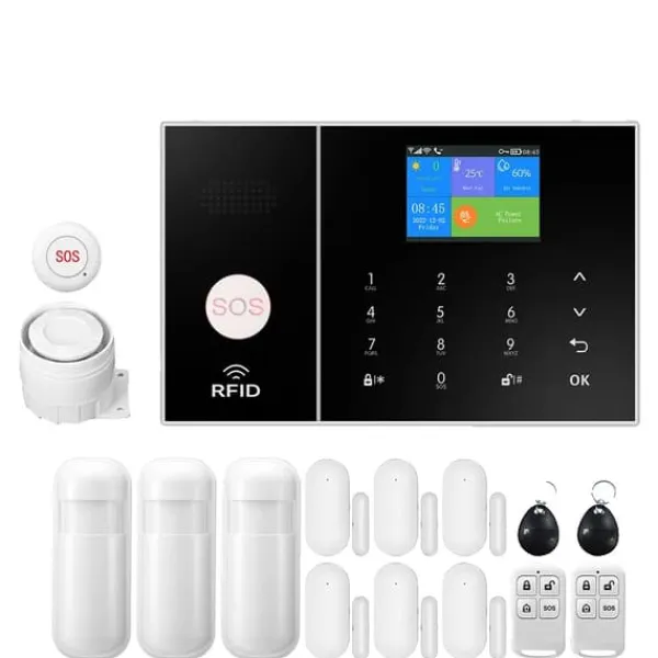 Smart Hem Larm System, WiFi & 4G Anslutning, Rörelsedetektering,EU-kontakt, D