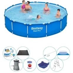 Smart Pool Deal - 9-delad - Steel Pro Rund 396x84 cm Pooler