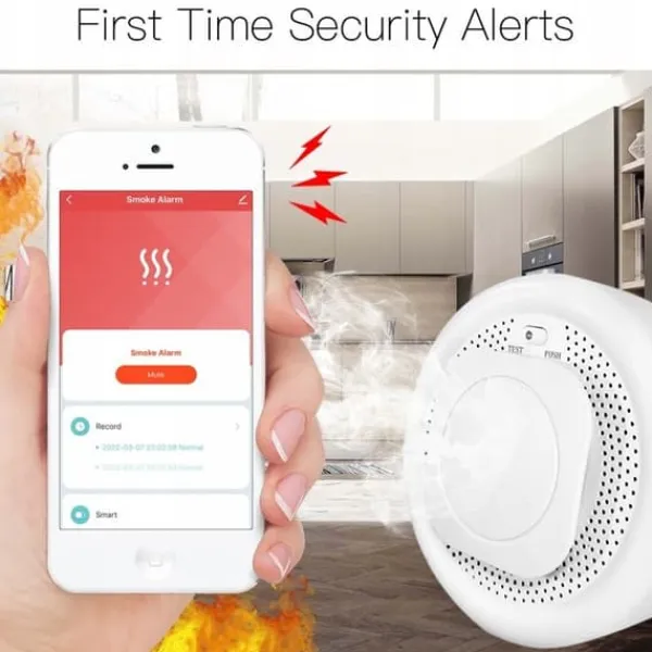 Outlet Smart Zigbee rökdetektor - MOES - Brandsäkert material - Smartphone-notifikationer - Ljudlarm Rök- & Koloxiddetektorer