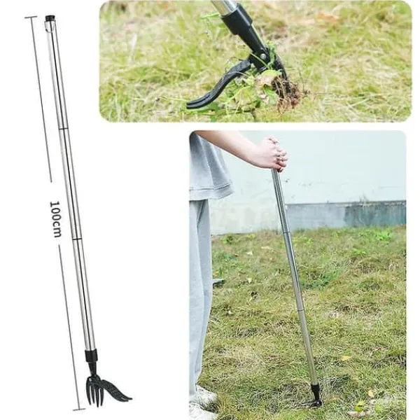 Smidig och praktisk Ogräsupptagare med fotstöd 100cm