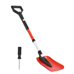 Hot Snöskyffel - Hopfällbar - Blad 22 cm - Justerbar längd 91–102 cm - D-handtag - Lätt aluminiumlegering - Ergonomisk Snöborttagning