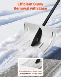 Outlet Snöskyffel - Snöskovel 40 cm - Aluminiumlegering - Halkfritt Grepp - Lätt - Avtagbart Skaft - Stor Kapacitet - För Uppfart Snöborttagning