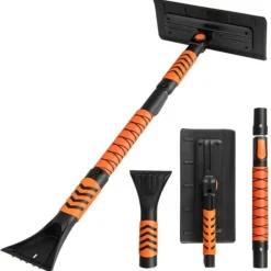 New Snöskyffel och isskrapa, 31x15x84-104 cm, orange Snöborttagning