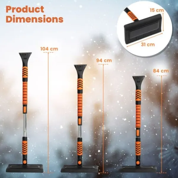 New Snöskyffel och isskrapa, 31x15x84-104 cm, orange Snöborttagning