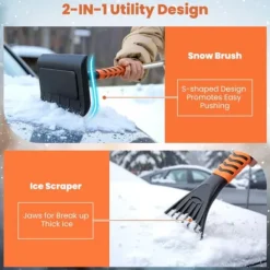 New Snöskyffel och isskrapa, 31x15x84-104 cm, orange Snöborttagning