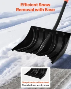 Snöskyffel/Snöspade - Handhållen - Ergonomiskt D-handtag - 42 cm Bladbredd - Aluminiumblad - Lätt vikt - Stor kapacitet - För uppfart och trädgård