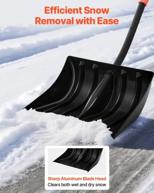 Snöskyffel/Snöspade - Handhållen - Ergonomiskt D-handtag - 42 cm Bladbredd - Aluminiumblad - Lätt vikt - Stor kapacitet - För uppfart och trädgård