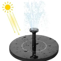 Sol energipump - YUENFONG - 1,4 W - Flöde 180 L/h - Panel 16 cm - 4 sprutlägen