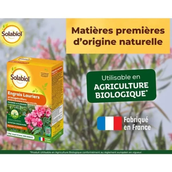 New SOLABIOL Gödningsmedel för lagerträd och bougainvillea - 1,5kg - Upp till 30 plantor - Främjar blomning och tillväxt Gödningsmedel