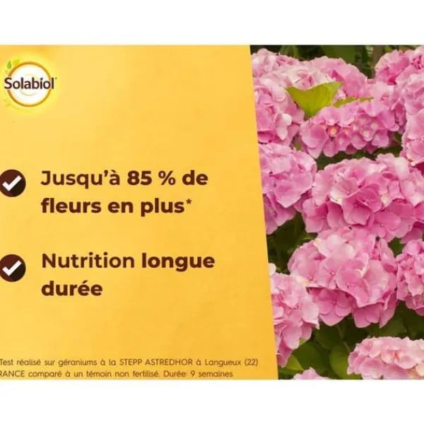 Outlet SOLABIOL SORHOY15 Gödselmedel för hortensia, rhododendron, azaleor och kamelia 100 % ekologiskt | Långvarig verkan, 1,5 kg Gödningsmedel