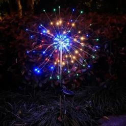 SOLAR Trädgårdslampa FÄRGGLADA Fyrverkerier upp till 200 LED JULFEST Trädgårdsprydnader