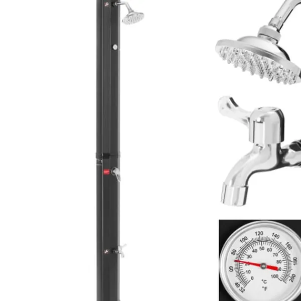Solar turist trädgård dusch med en termometer och en 35-liters tank