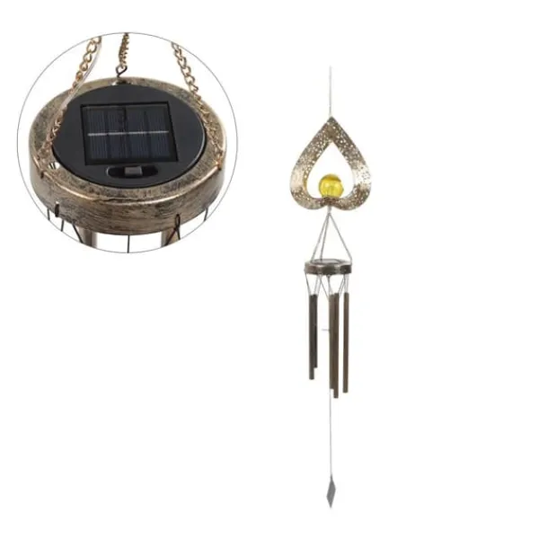 Solar Wind Chime Ljus Dekorativ Uteplats Lampa Järn Art Gift