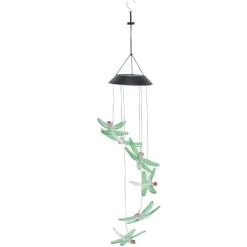 Sale Solar Wind Chimes Ljuskänslig design Vattentät Automatisk drift Grön trollslända Form Färgskiftande ljus Vinddekoration