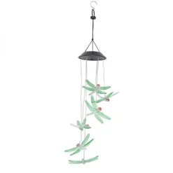 Sale Solar Wind Chimes Ljuskänslig design Vattentät Automatisk drift Grön trollslända Form Färgskiftande ljus Vinddekoration