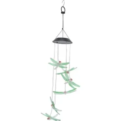 Sale Solar Wind Chimes Ljuskänslig design Vattentät Automatisk drift Grön trollslända Form Färgskiftande ljus Vinddekoration