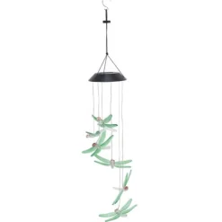 Sale Solar Wind Chimes Ljuskänslig design Vattentät Automatisk drift Grön trollslända Form Färgskiftande ljus Vinddekoration