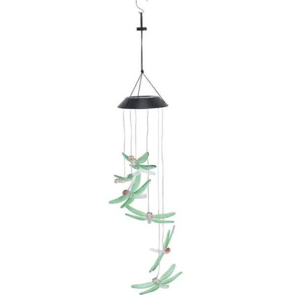 Sale Solar Wind Chimes Ljuskänslig design Vattentät Automatisk drift Grön trollslända Form Färgskiftande ljus Vinddekoration
