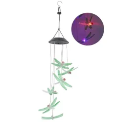 Sale Solar Wind Chimes Ljuskänslig design Vattentät Automatisk drift Grön trollslända Form Färgskiftande ljus Vinddekoration