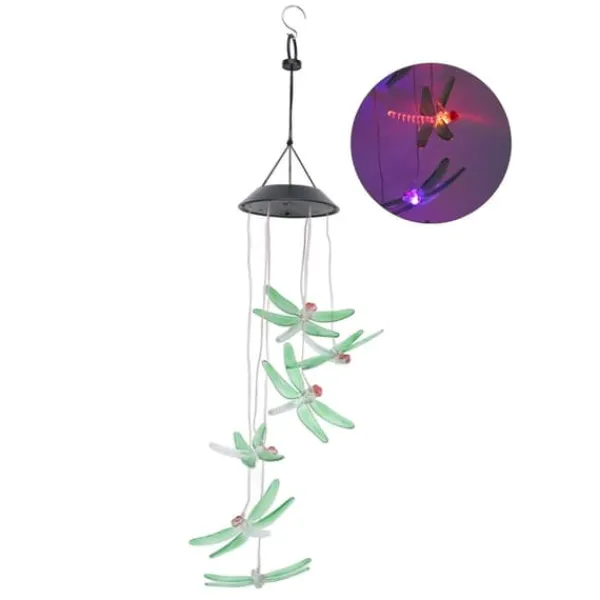 Sale Solar Wind Chimes Ljuskänslig design Vattentät Automatisk drift Grön trollslända Form Färgskiftande ljus Vinddekoration