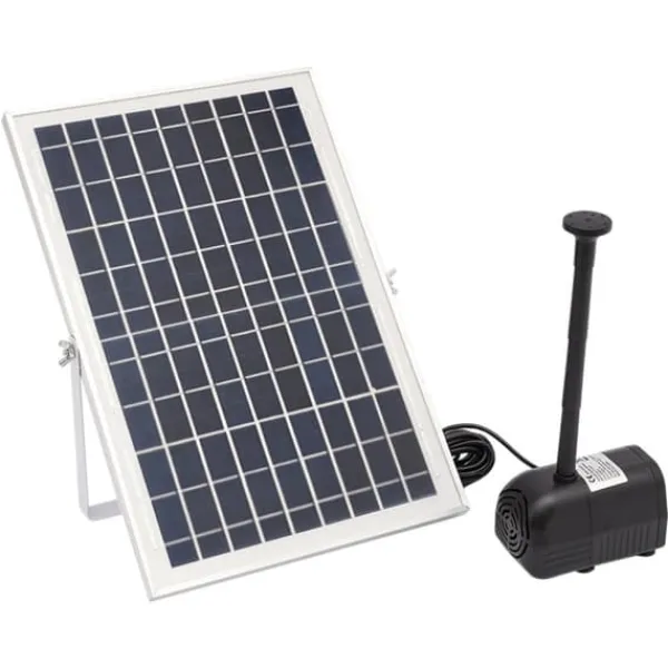 Outlet Solcellsfontänpump för damm/pool/akvarium - Vattenpump Kit - 10 W - 24 V Borstlös - Max 1000 l/h - Munstycken Ingår - Plast - Svart Fontäner & Dammar