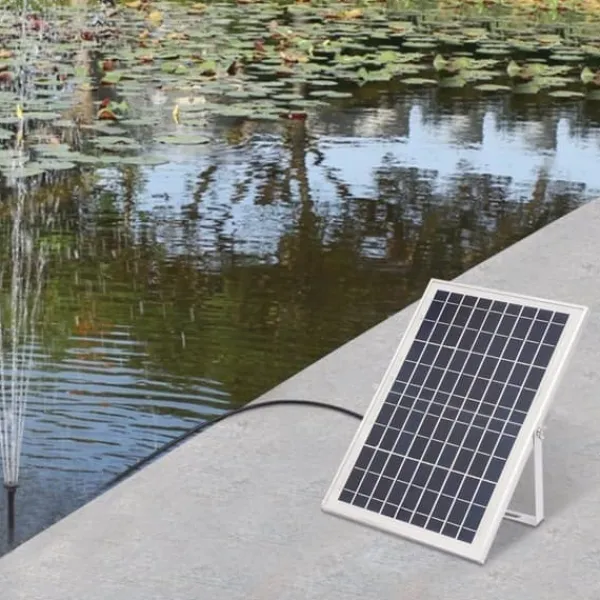 Outlet Solcellsfontänpump för damm/pool/akvarium - Vattenpump Kit - 10 W - 24 V Borstlös - Max 1000 l/h - Munstycken Ingår - Plast - Svart Fontäner & Dammar