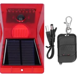 Solcellslarmlampa 129db Rörelsesensor Djuravskräckare med Fjärrkontroll för Gård/Orchard Säkerhetslampor