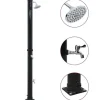 Soldusch i PVC med solenergi - Utedusch för trädgård | Färg: Svart | Storlek: 220 cm | Volym: 20 L
