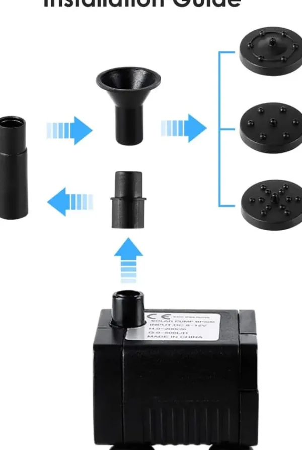 Discount Solpump, 5W solenergi, 250 L/h flödeshastighet, 60 cm spruthöjd Fontäner & Dammar
