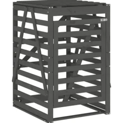 Sopkärlsskjul i massiv furu - Ventilerad design för smidig användning | Färg: Grå | Storlek: 84x90x128,5 cm