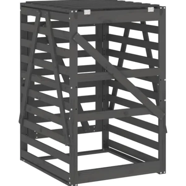 Sopkärlsskjul i massiv furu - Ventilerad design för smidig användning | Färg: Grå | Storlek: 84x90x128,5 cm