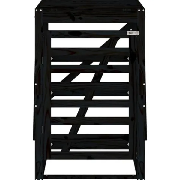 Hot Sopkärlsskjul i massiv furu - Ventilerat och flexibelt | Färg: Svart | Storlek: 84x90x128,5 cm Kompostering