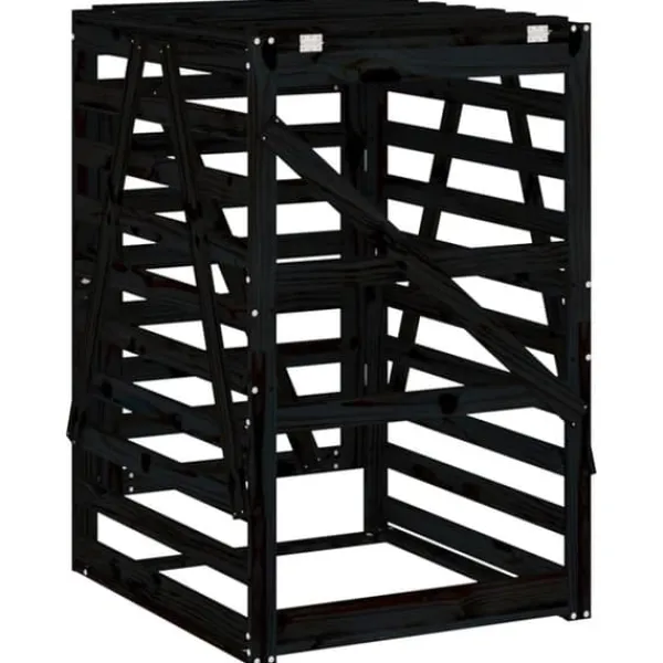 Hot Sopkärlsskjul i massiv furu - Ventilerat och flexibelt | Färg: Svart | Storlek: 84x90x128,5 cm Kompostering
