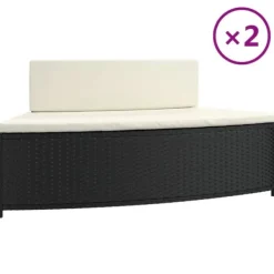 vidaXL Spabänk med dynor 2 st svart konstrotting