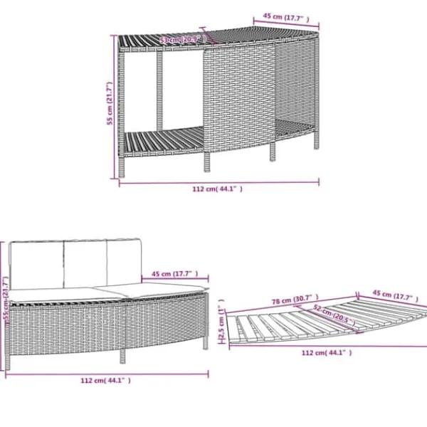 Spa-kant i svart konstrotting och akaciaträ - Multifunktionell och hållbar design | Färg: Svart | Storlek: Standard