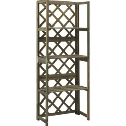 Online Spaljé med hyllor grå 55x30x140 cm massivt granträ Valvbågar, Spaljéer, Bersåer & Pergolor